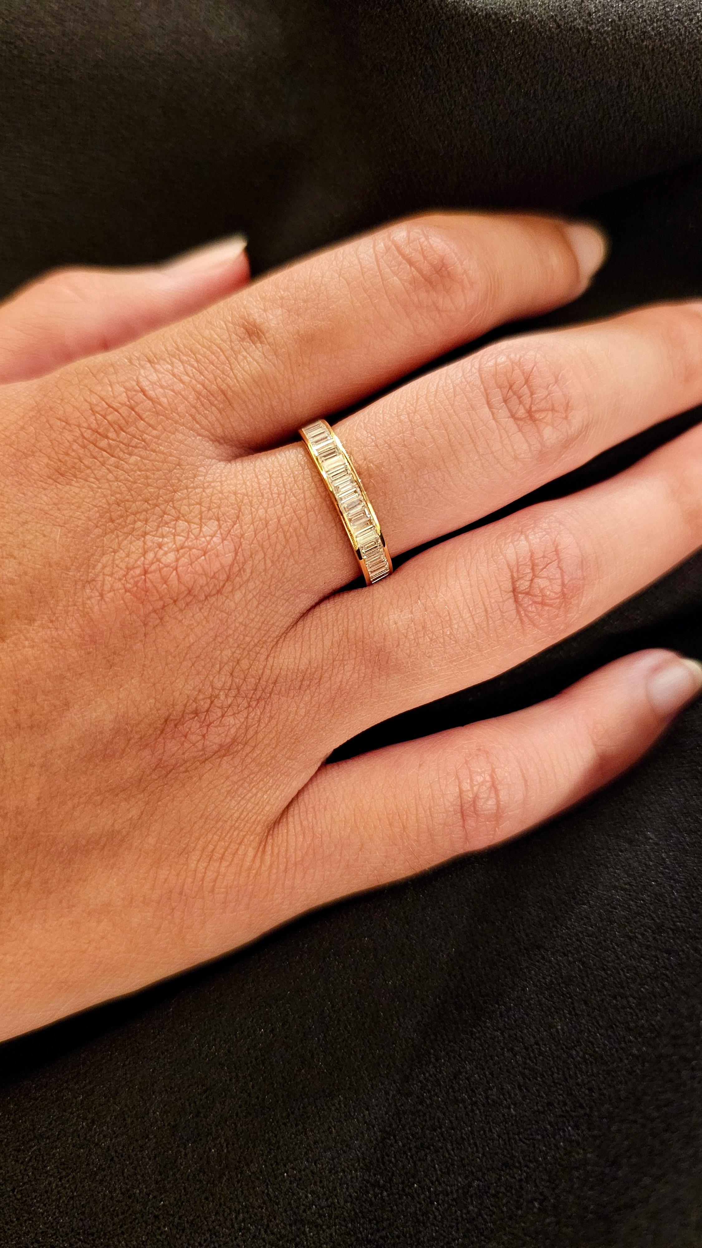 Band Ring with Baguette Diamonds in 18Kt Rose Gold For Sale 3