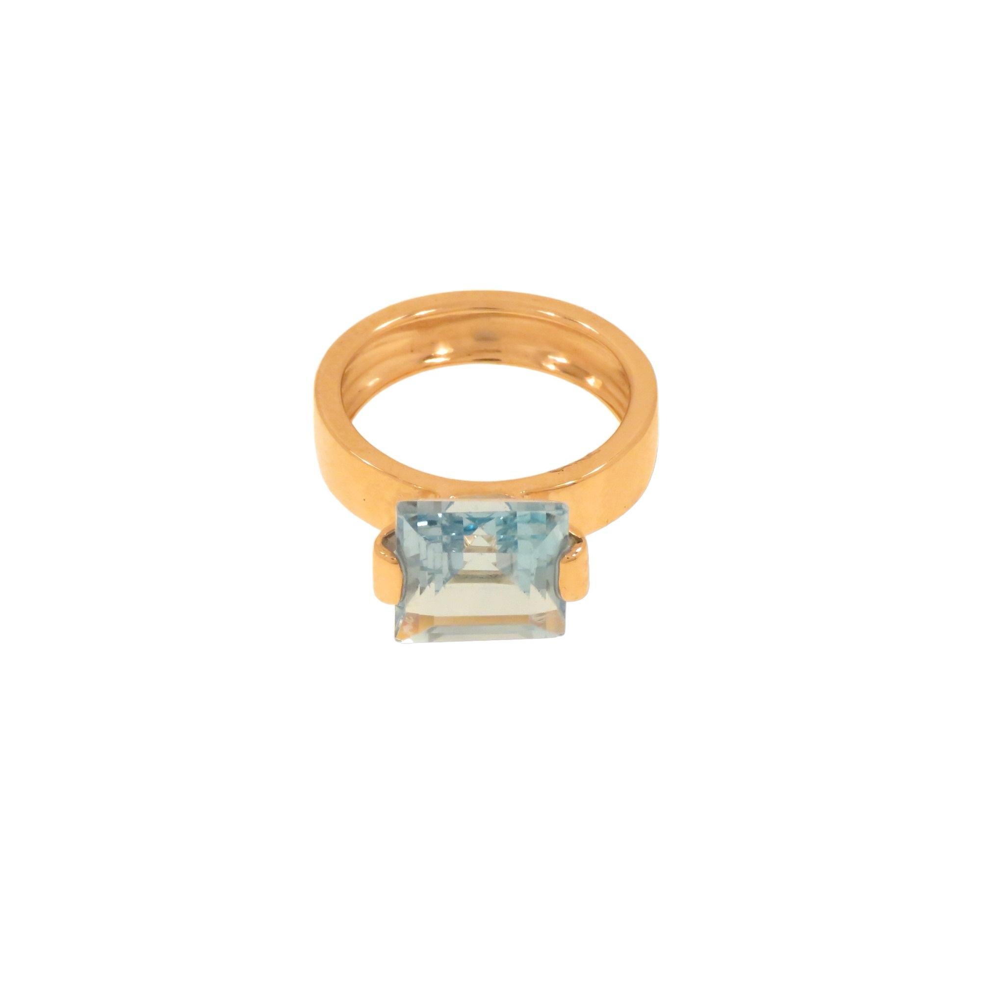 Anello a fascia con topazio blu in oro rosa In New Condition For Sale In Milano, IT