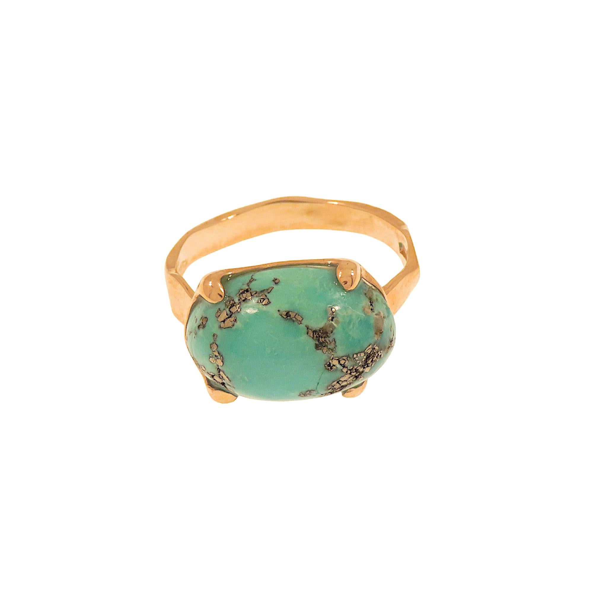 Contemporary Rose gold turquoise band ring For Sale