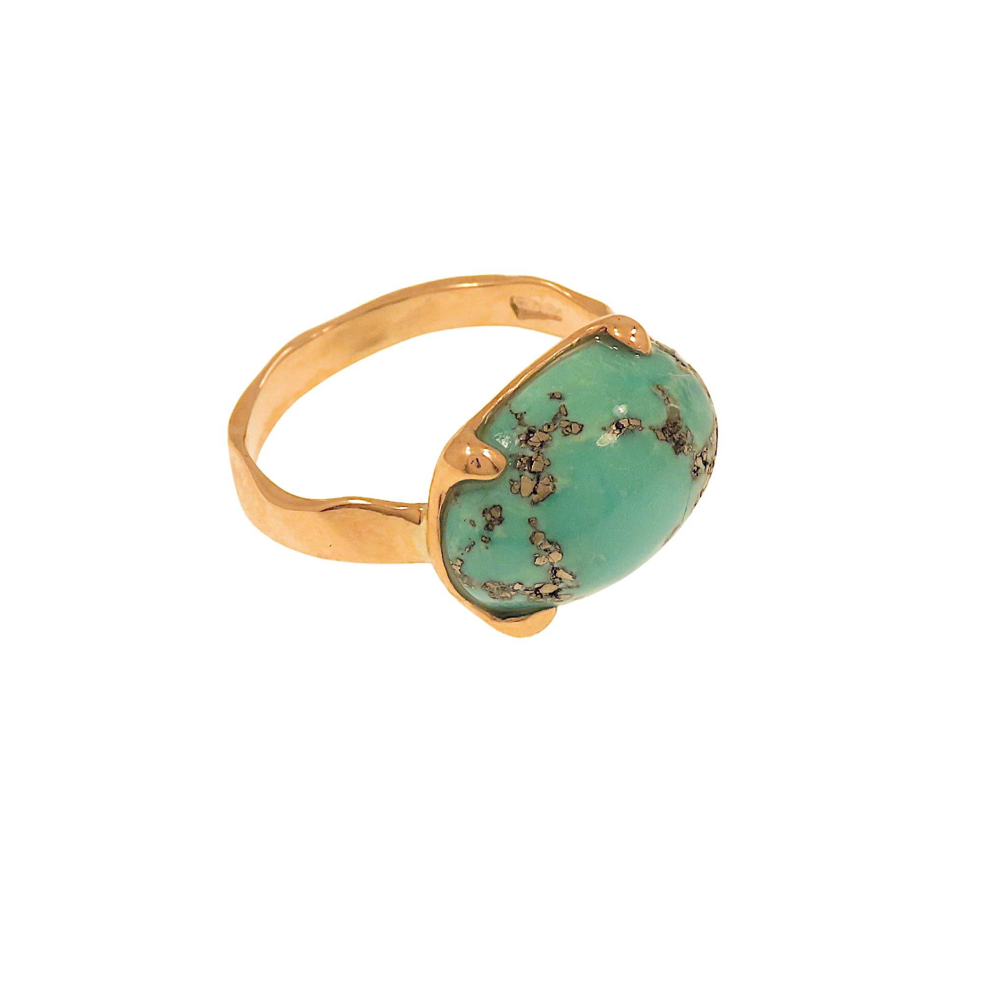 Rose gold turquoise band ring In New Condition For Sale In Milano, IT