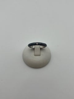 Bague en argent 925 avec émail bleu et diamant blanc naturel