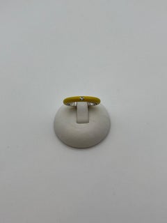 Bague en argent 925 avec émail jaune et diamant blanc naturel