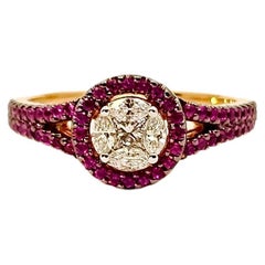 18 Kt Gold, Diamonds and Rubies Band Ring