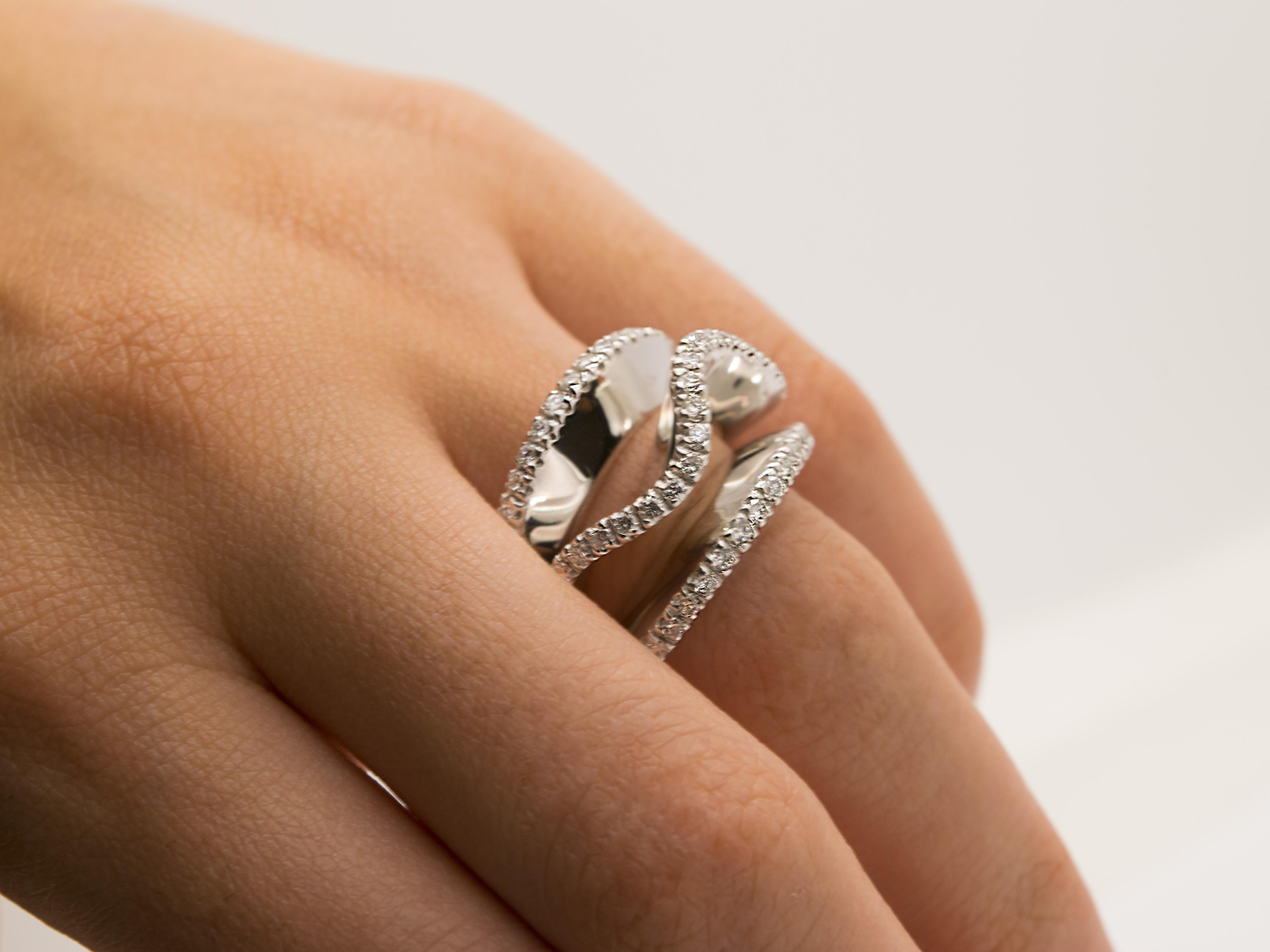 Anello a Fascia in Oro Bianco 18 Kt e Diamanti Ct 1,30 im Angebot 1