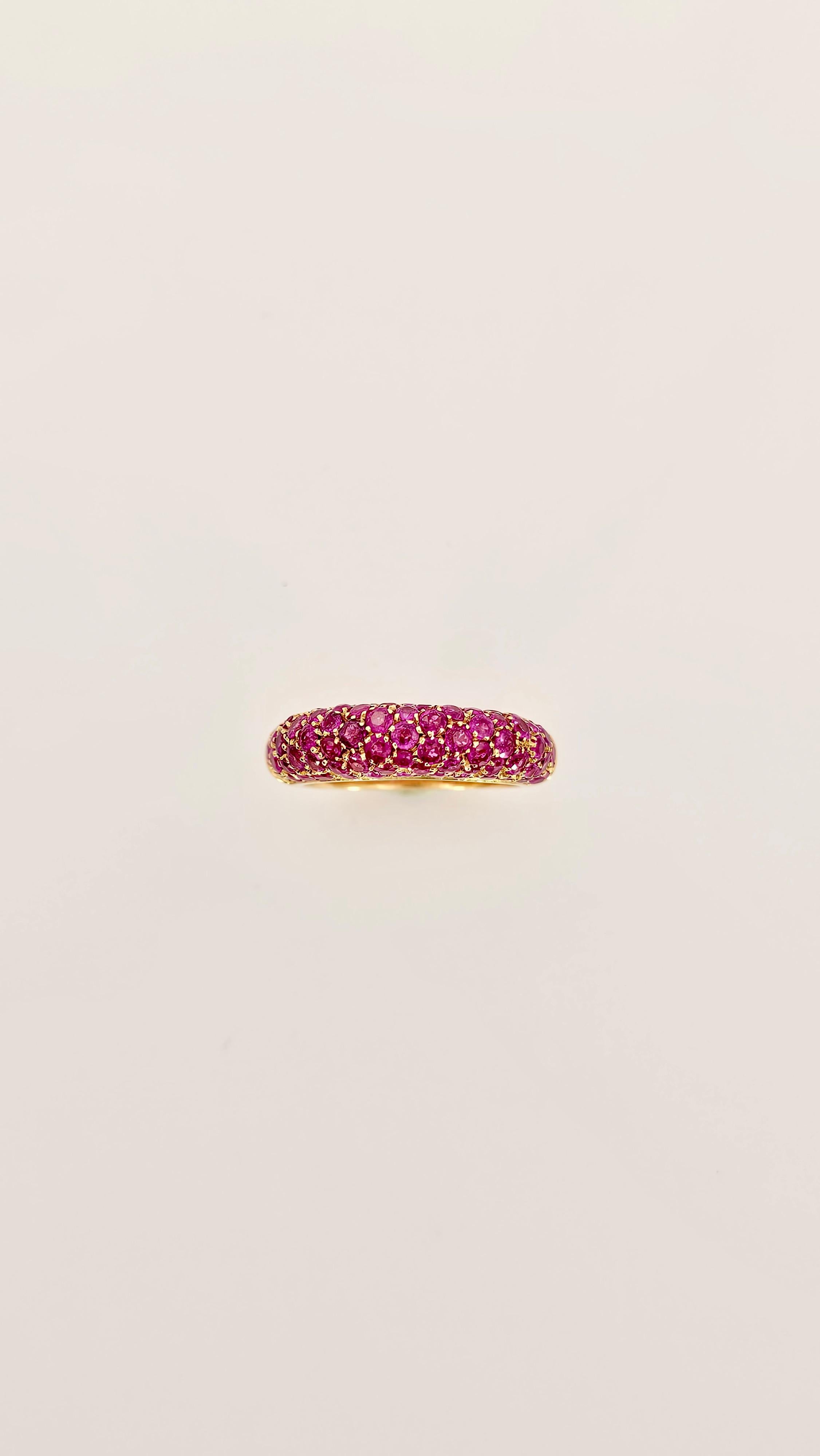 Anello a Fascia in Oro Rosa e Zaffiri Rosa Unisexe en vente