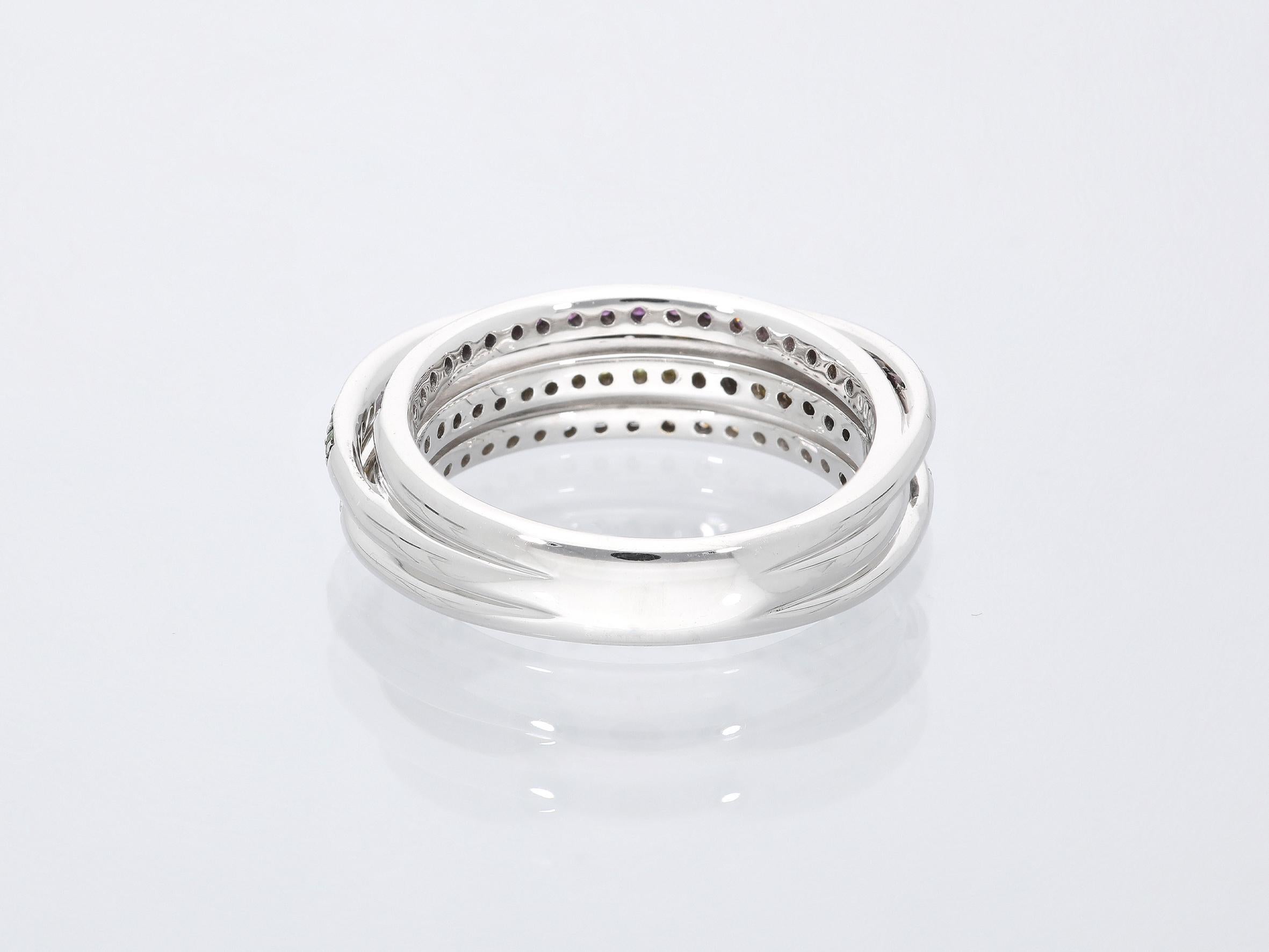 Anello a Fascia Intrecciata mit Cinque File di Pietre. Diamanti pro ct 0,96. im Angebot 13