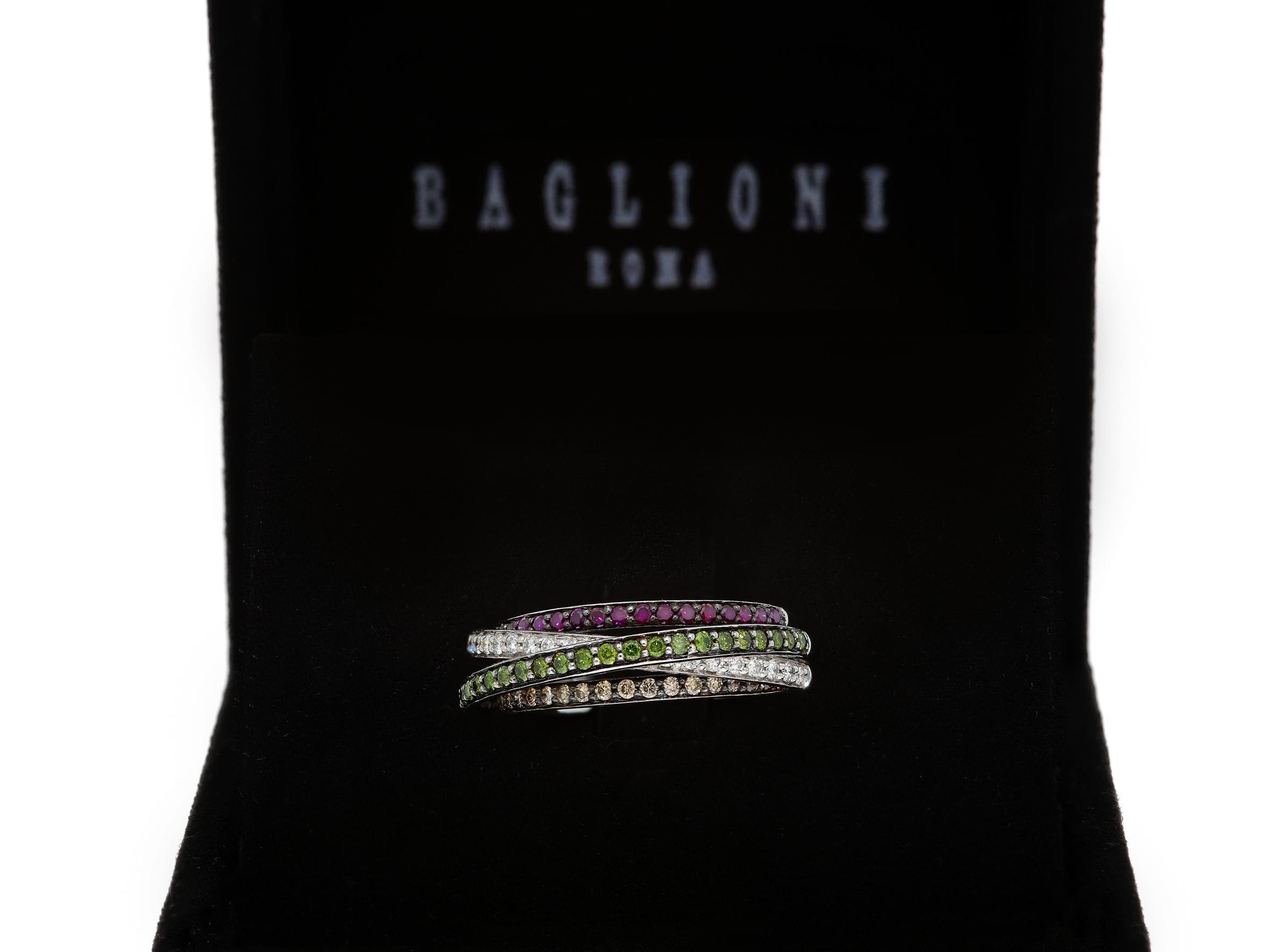 Anello a Fascia Intrecciata mit Cinque File di Pietre. Diamanti pro ct 0,96. im Zustand „Neu“ im Angebot in Rome, IT