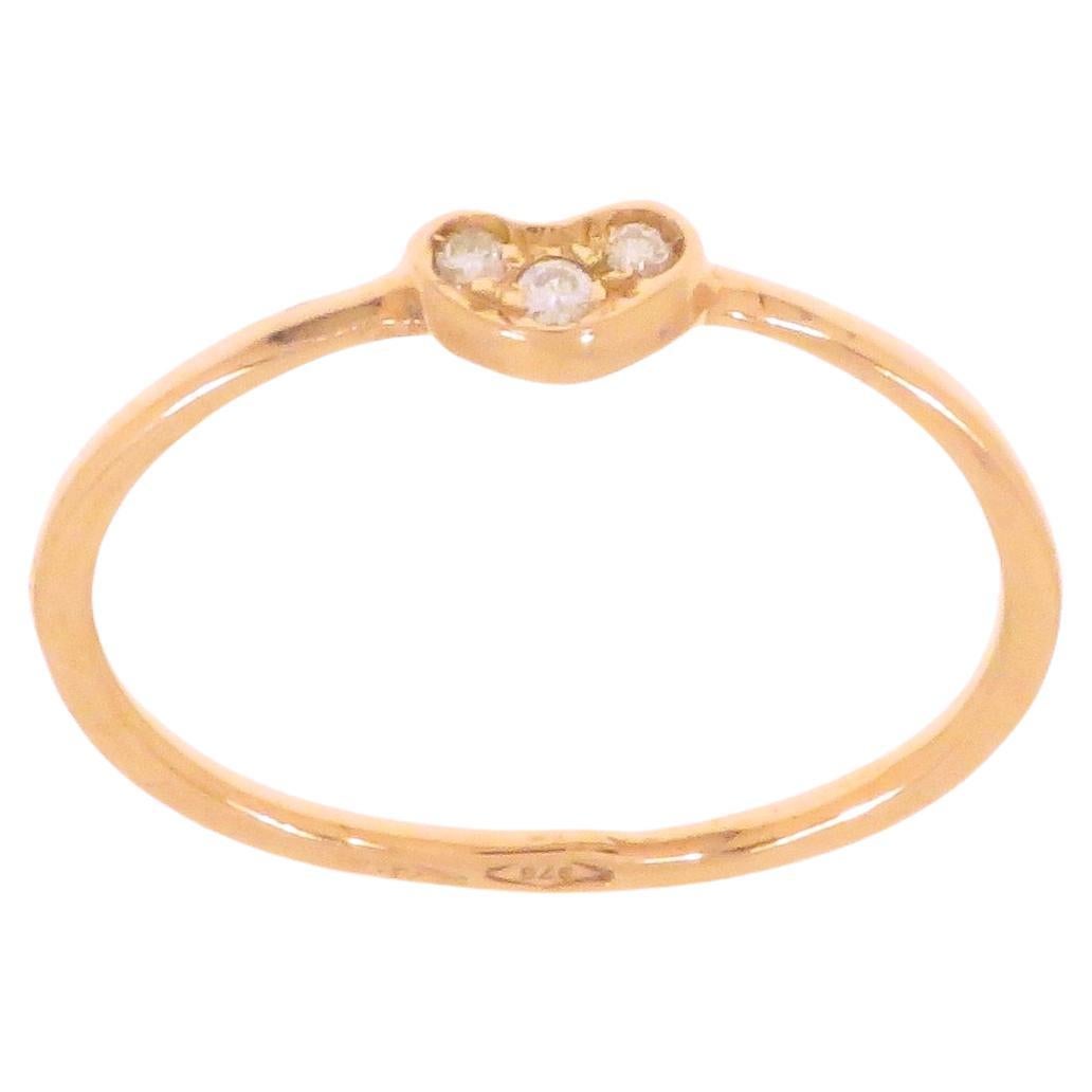 Anello a forma di cuore in oro rosa 9k con diamanti For Sale