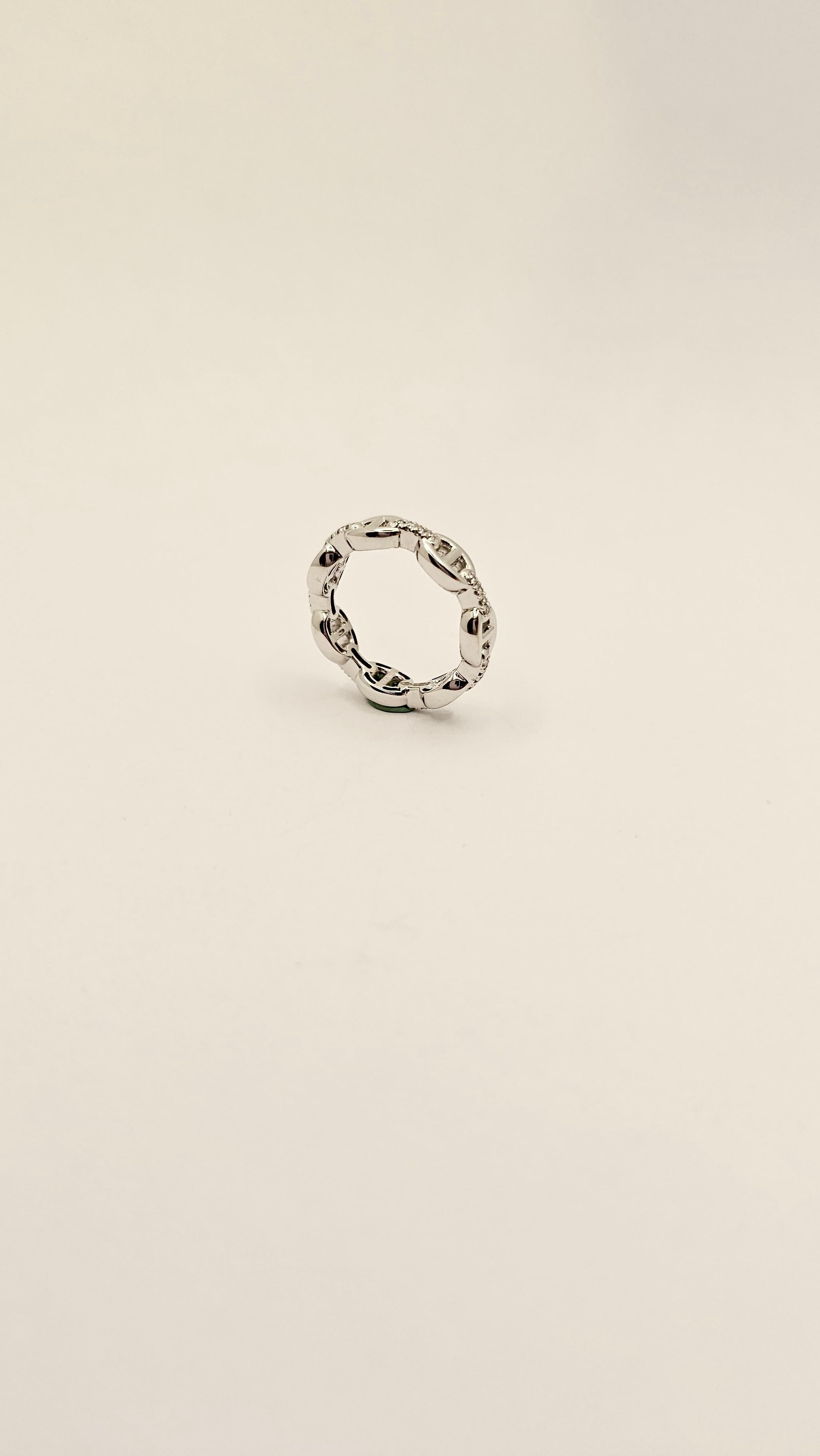 Contemporary 18kt White Gold and Diamonds Navy Mesh Ring For Sale