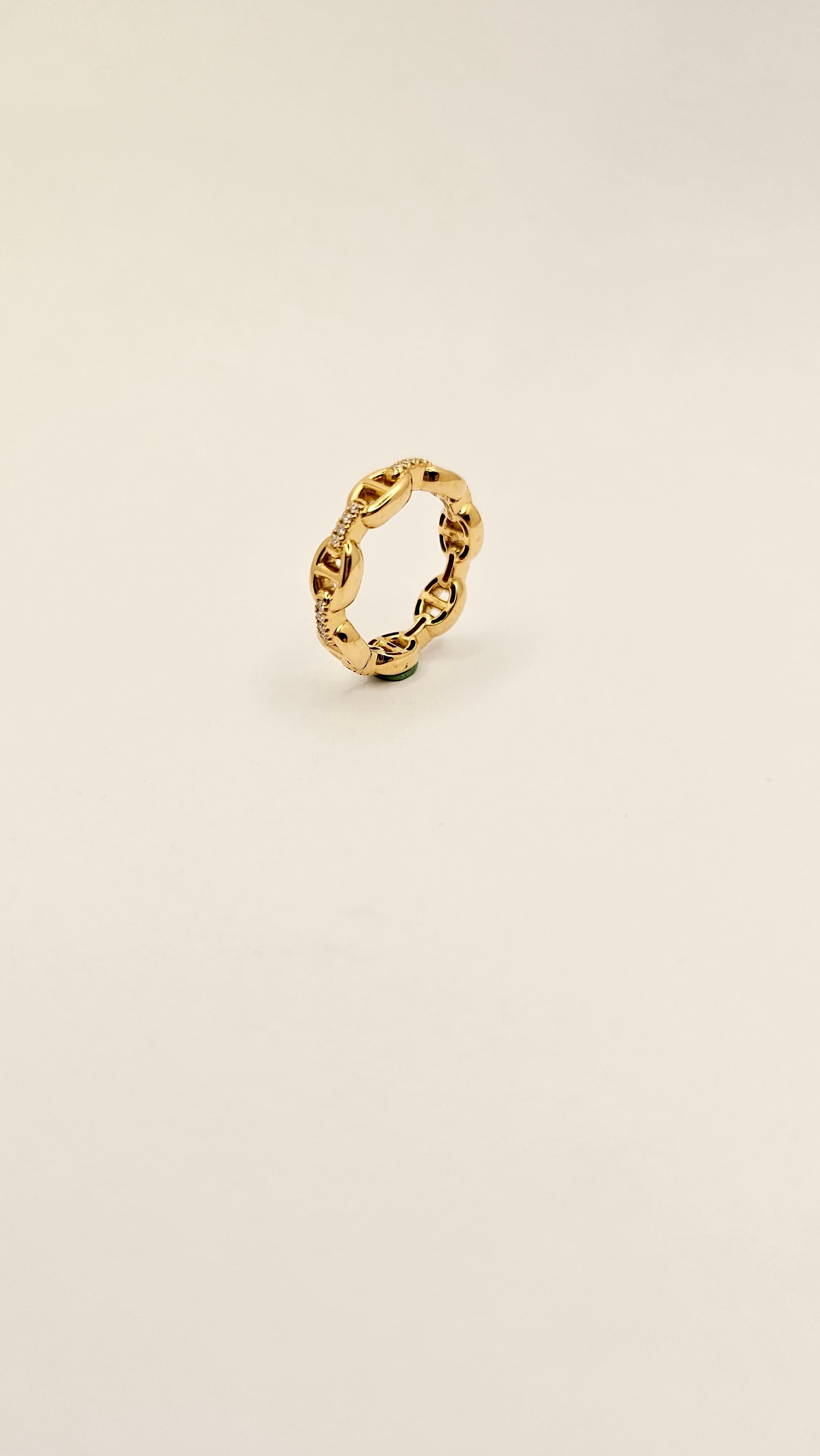Brilliant Cut 18kt Yellow Gold and Diamonds Navy Mesh Ring For Sale