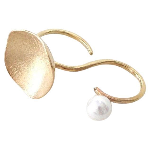 Anello conchiglia e perla argento 925 perle freshwater, placcato in oro 18 kt.  For Sale