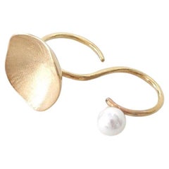Anello conchiglia e perla argento 925 perle d'eau douce, placcato in oro 18 kt.