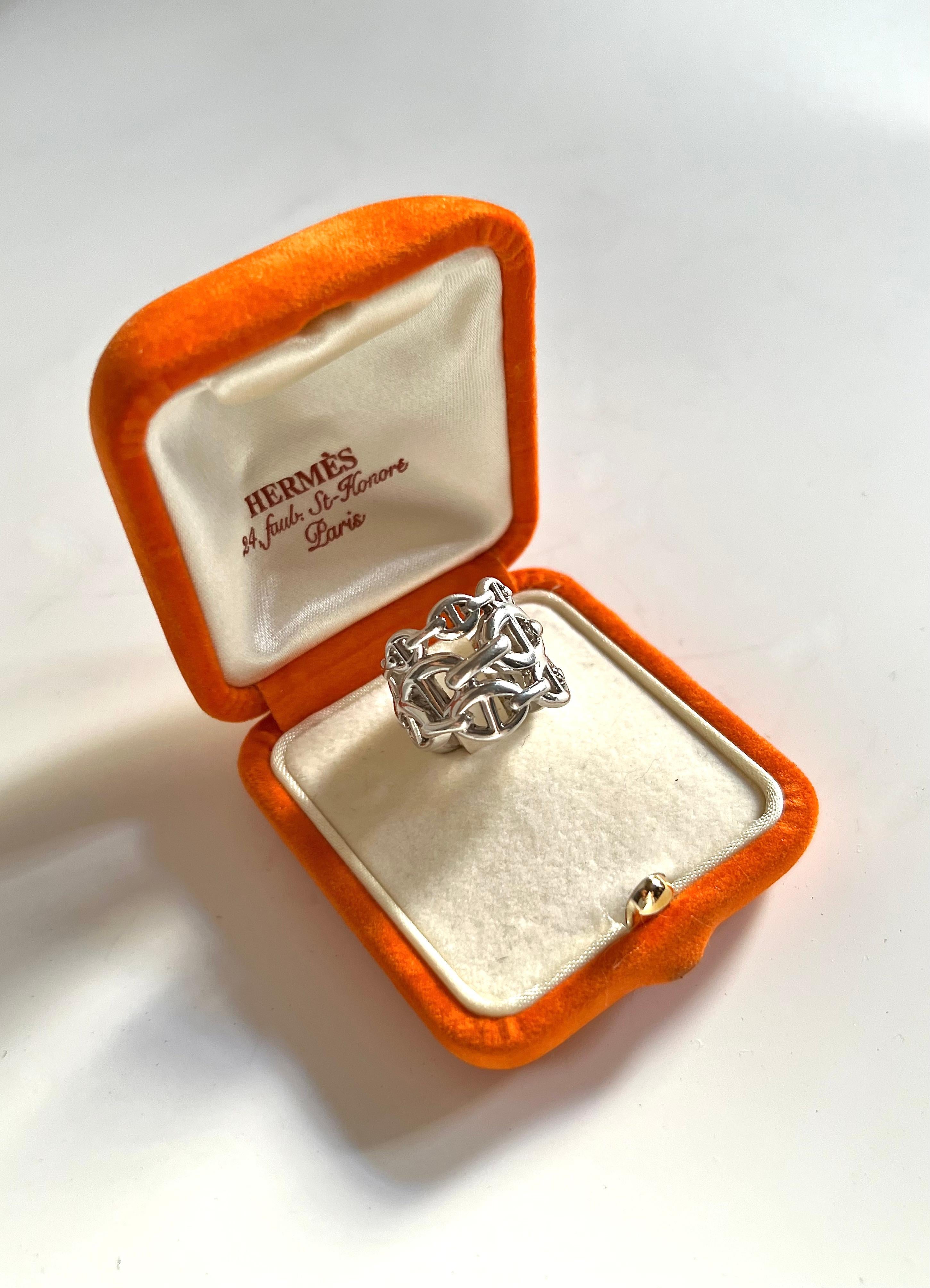Hermès Selection by Corrado Luxury - Anello in argento modello Chaîne D'ancre, venduto con cofanetto vintage originale (diametro interno 15 mm circa).