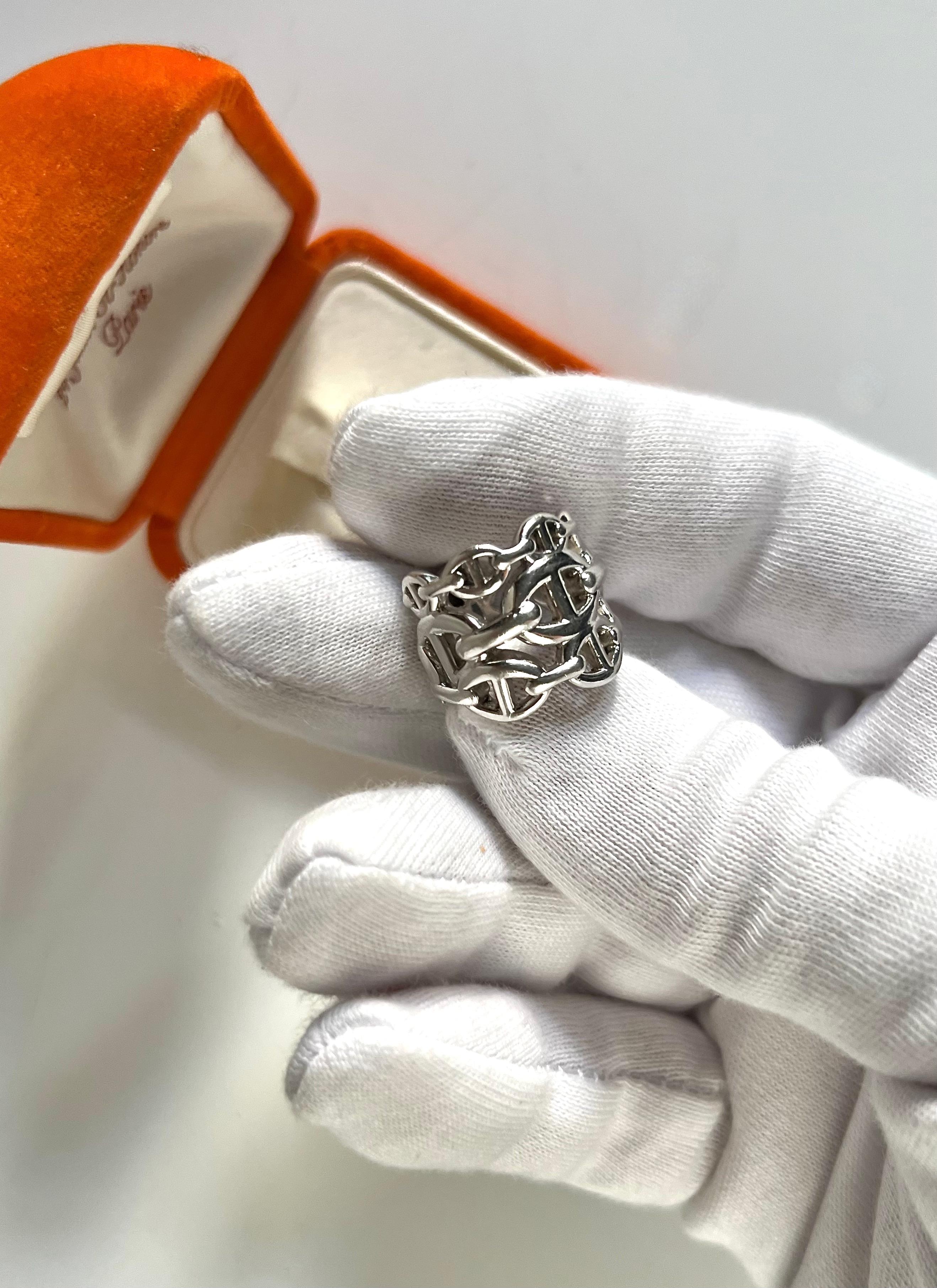 Anello argento Hermès In Excellent Condition For Sale In Padova, IT