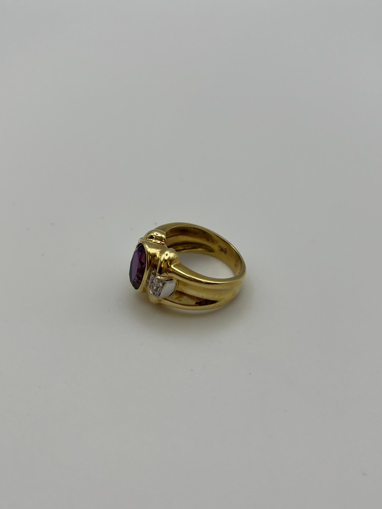 De las mujeres Anillo artesanal de oro con amatista y diamantes - Pieza única en venta