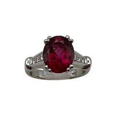 Handcrafted 18 kt. white gold ring with 3.93 ct. pink tourmaline and diamonds