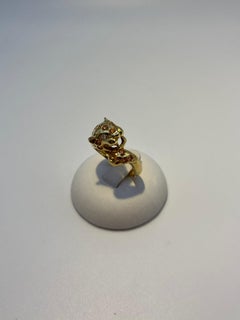 Anello artigianale Pantera in oro giallo 18 kt. con zaffiri gialli e diamanti