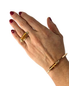 Anello Charms in Oro Giallo 18ct con Diamanti e Citrini