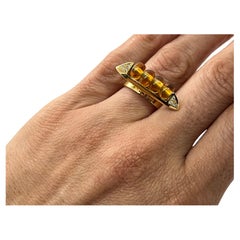 Anello Charms in Oro Giallo 18ct con Diamanti e Citrini