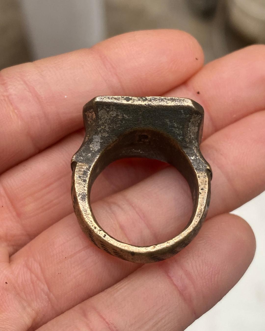 Women's or Men's Antique Bronze Chevalier Ring For Sale