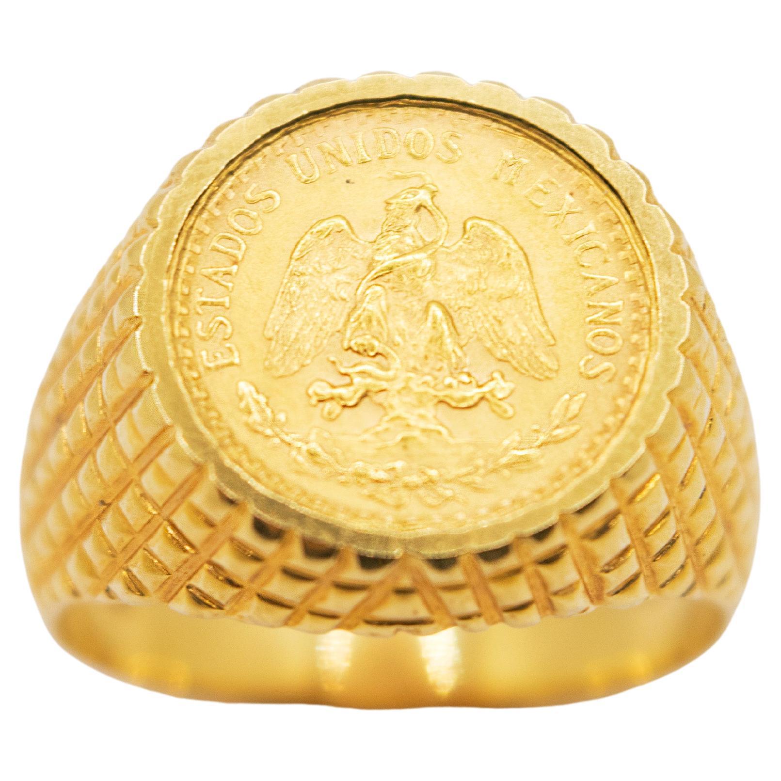 Chevalier Ring in 18 Kt Gold and Coin  For Sale