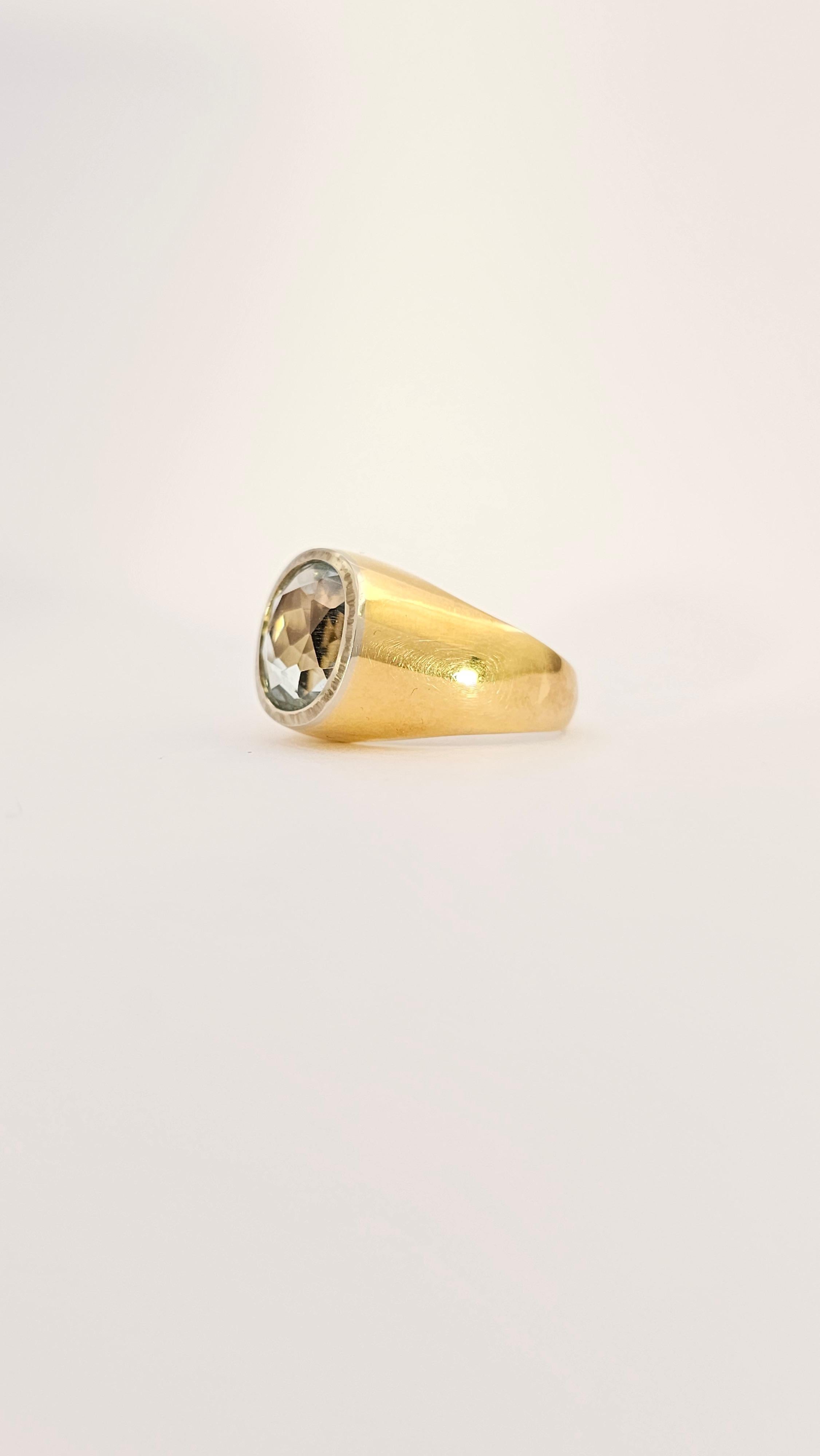 Anello Chevalier in Oro Giallo e Acquamarina Contemporáneo en venta