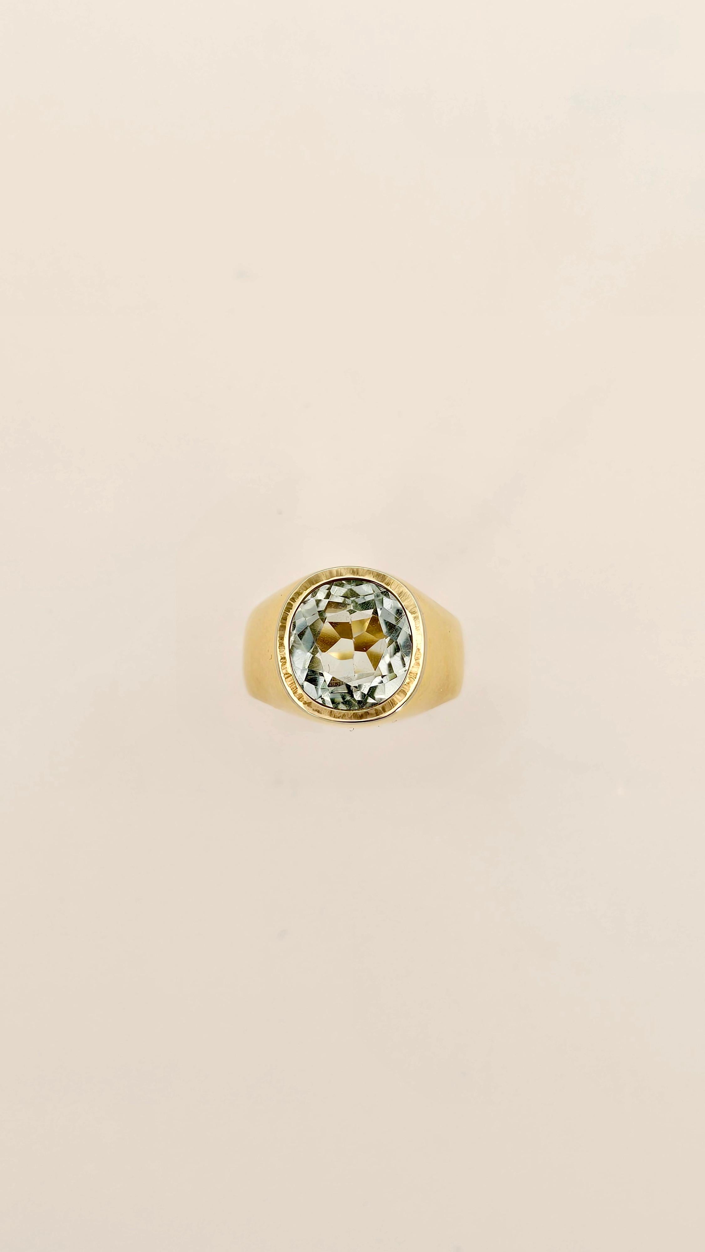 Femenino o masculino Anello Chevalier in Oro Giallo e Acquamarina en venta