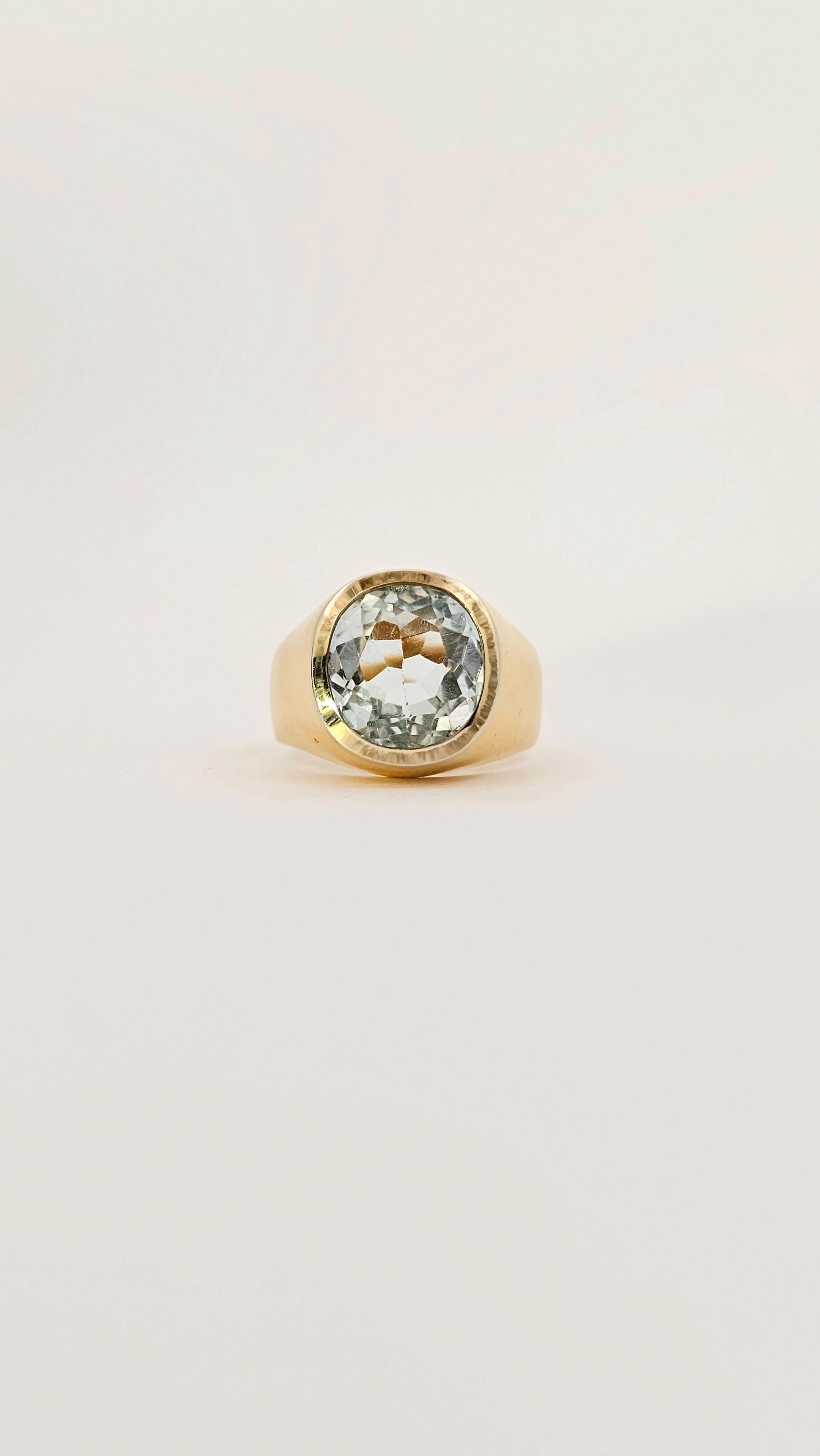 Anello Chevalier in Oro Giallo e Acquamarina en venta 1