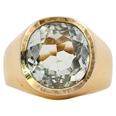 Anello Chevalier in Oro Giallo e Acquamarina