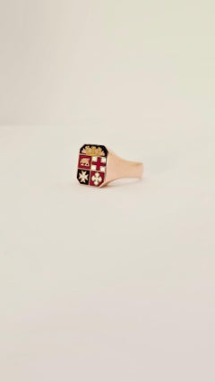 Chevalier ring, 9K Rose Gold, Enamel Four Maritime Republics. Jupiterpluvius