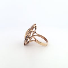 Anello cluster in oro giallo 9Kt con Topazi gialli e ametiste