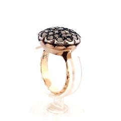 14Kt Rose Gold Cluster Ring Antique Cut Diamonds Vintage