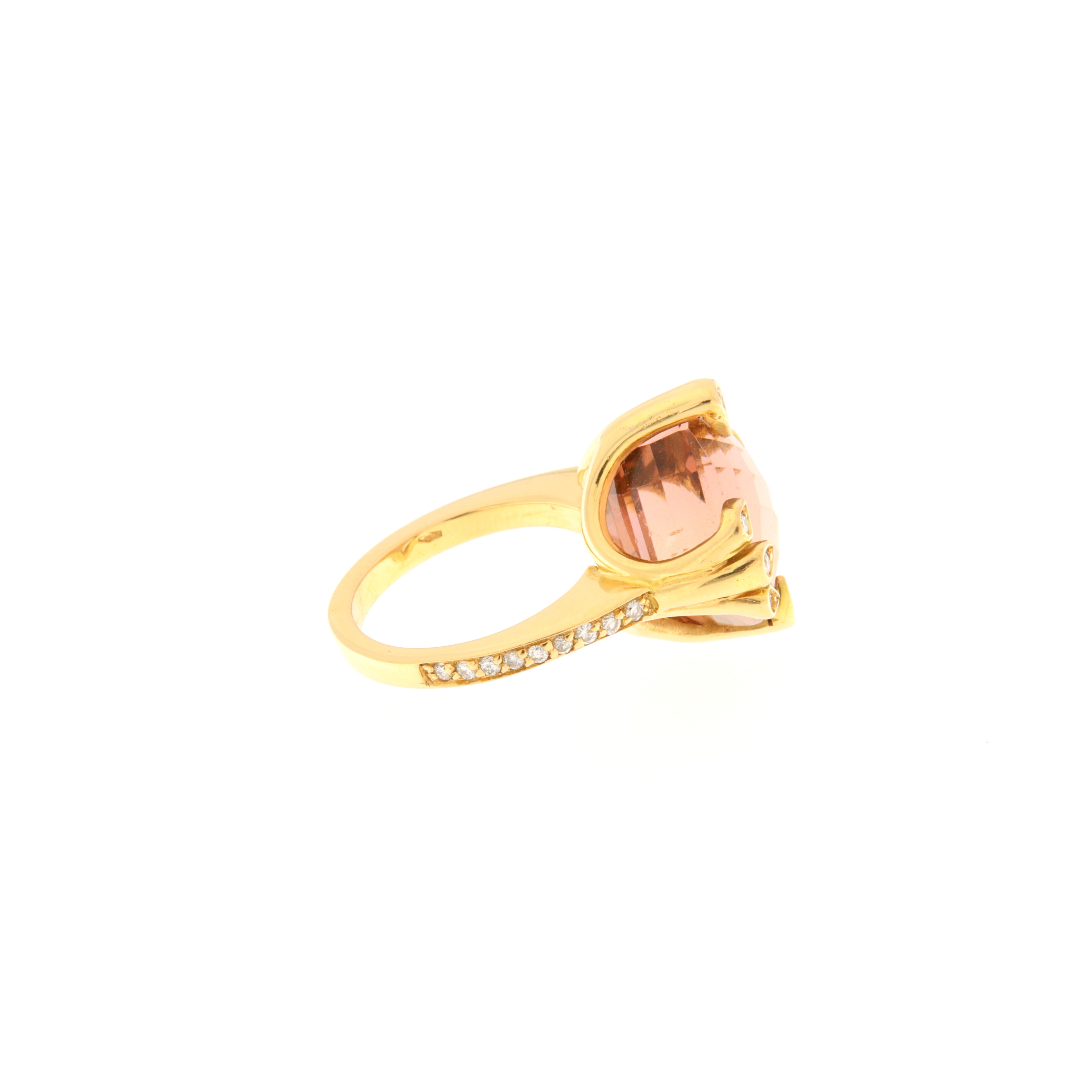 Anello Cocktail con Diamanti ct.0,30 e tormalina sfaccettata ct.19.07 (Moderne) im Angebot