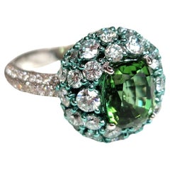 Anello cocktail con diamanti e tormalina Verde