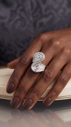 18k White Gold "Cocktail Onda" Ring with Diamonds