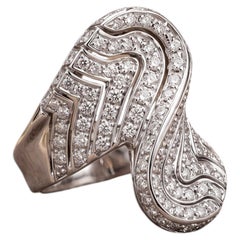 18k White Gold "Cocktail Onda" Ring with Diamonds