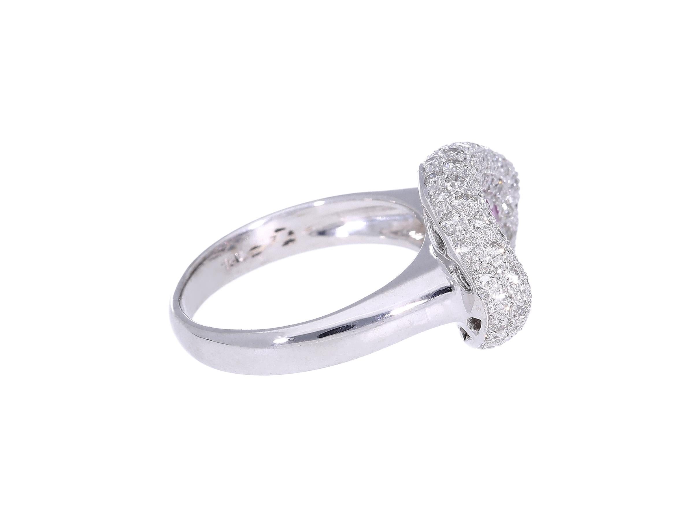 Women's Ring with Pink Sapphires and Diamonds in 18kt Gold For Sale