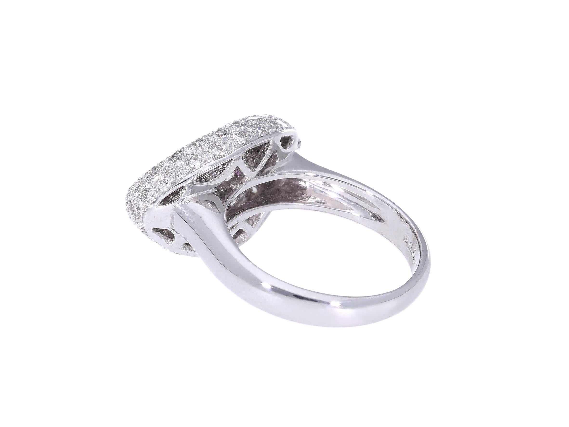 Ring with Pink Sapphires and Diamonds in 18kt Gold For Sale 2