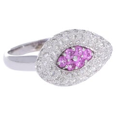 Ring with Pink Sapphires and Diamonds in 18kt Gold