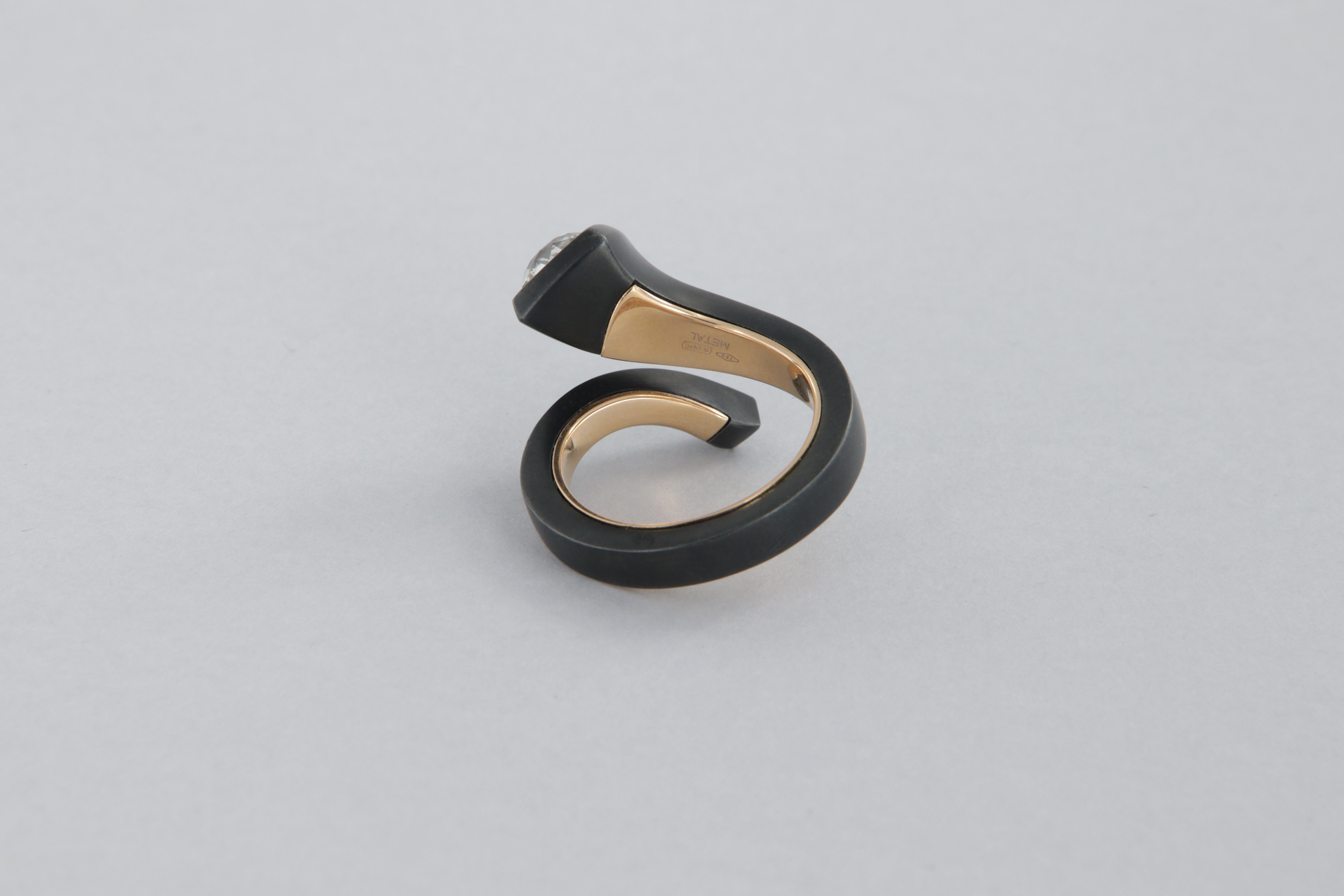 Old European Cut Tosti anello a chiodo con diamanti taglio antico carati 1.85 in ferro e oro  For Sale