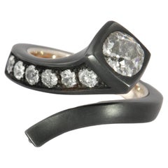 Stud ring with antique cut diamonds carat 1.85 in iron and gold