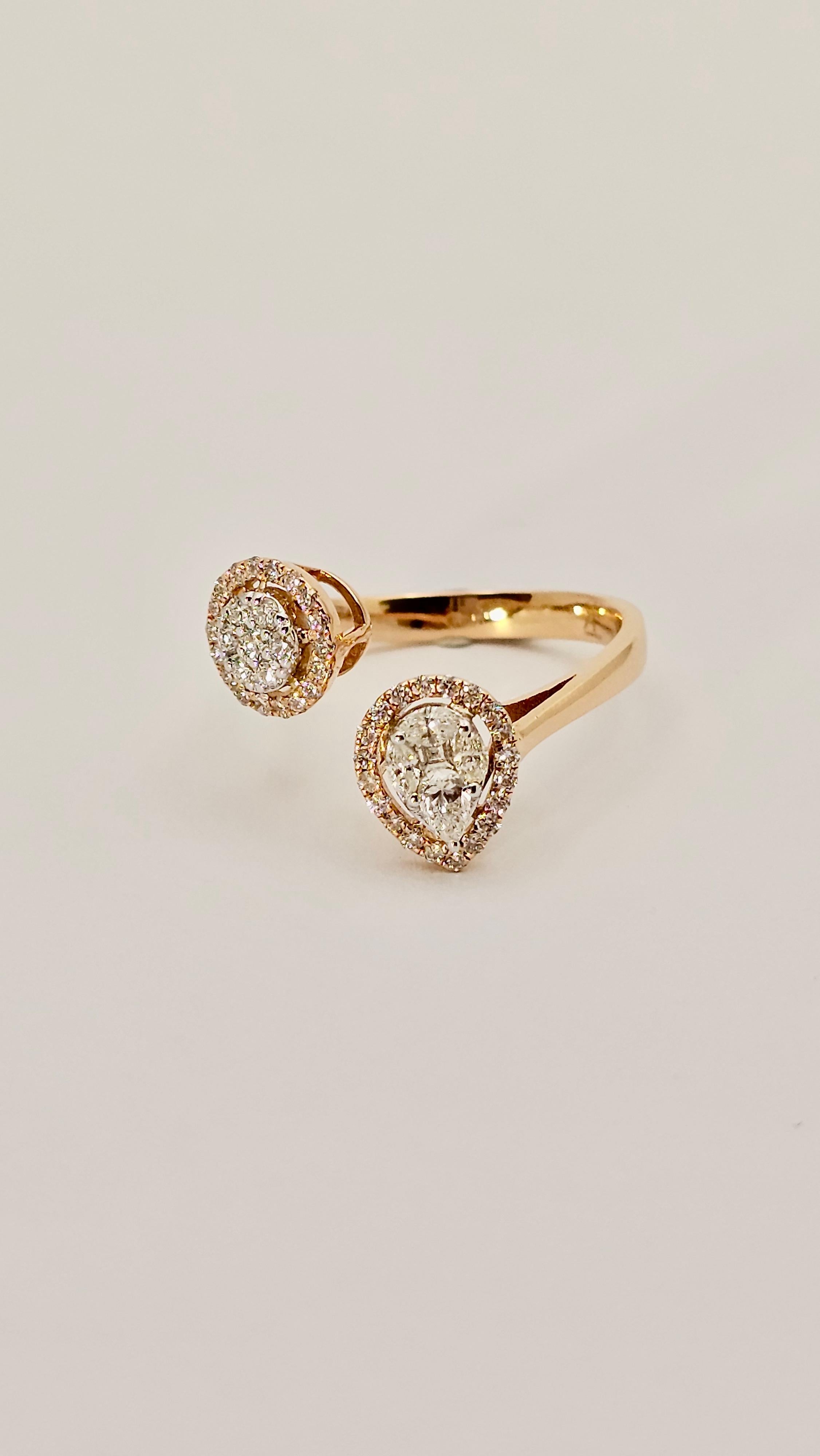 Contrarie Ring aus Roségold und unsichtbaren Diamanten in Fassung für Damen oder Herren im Angebot