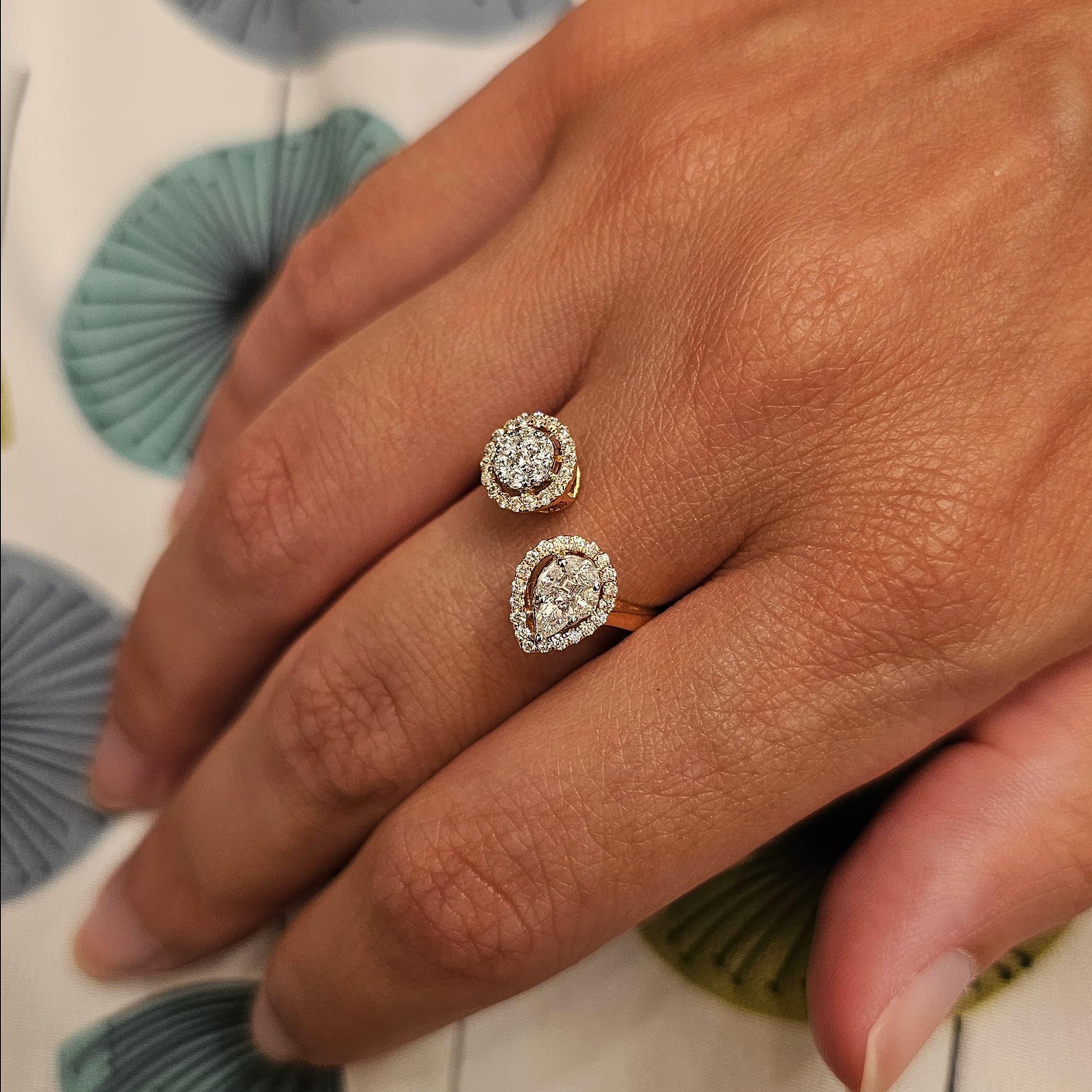 Contrarie Ring aus Roségold und unsichtbaren Diamanten in Fassung im Angebot 3