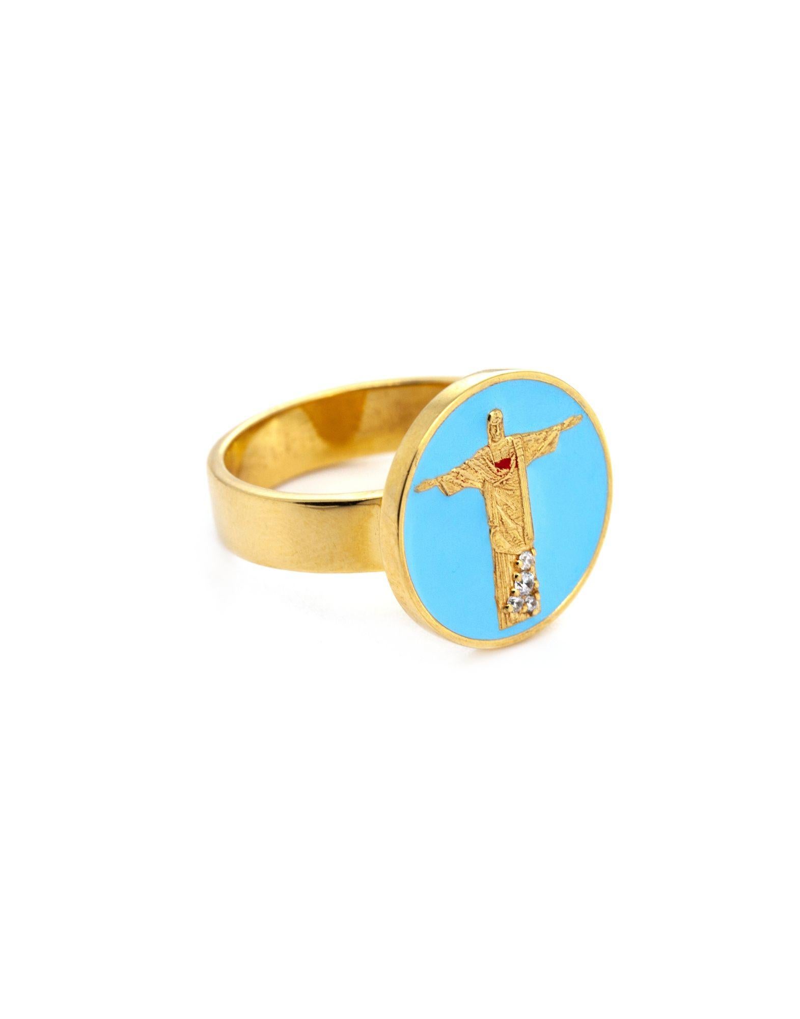 Corcovado ring in 925 gold-plated sterling silver, hand-enameled with light blue enamel

Made n Italy
Warranty and gift box THAIS BERNARDES

Corcovado ring in 925 gold-plated sterling silver, hand-enameled with light blue enamel

The Corcovado