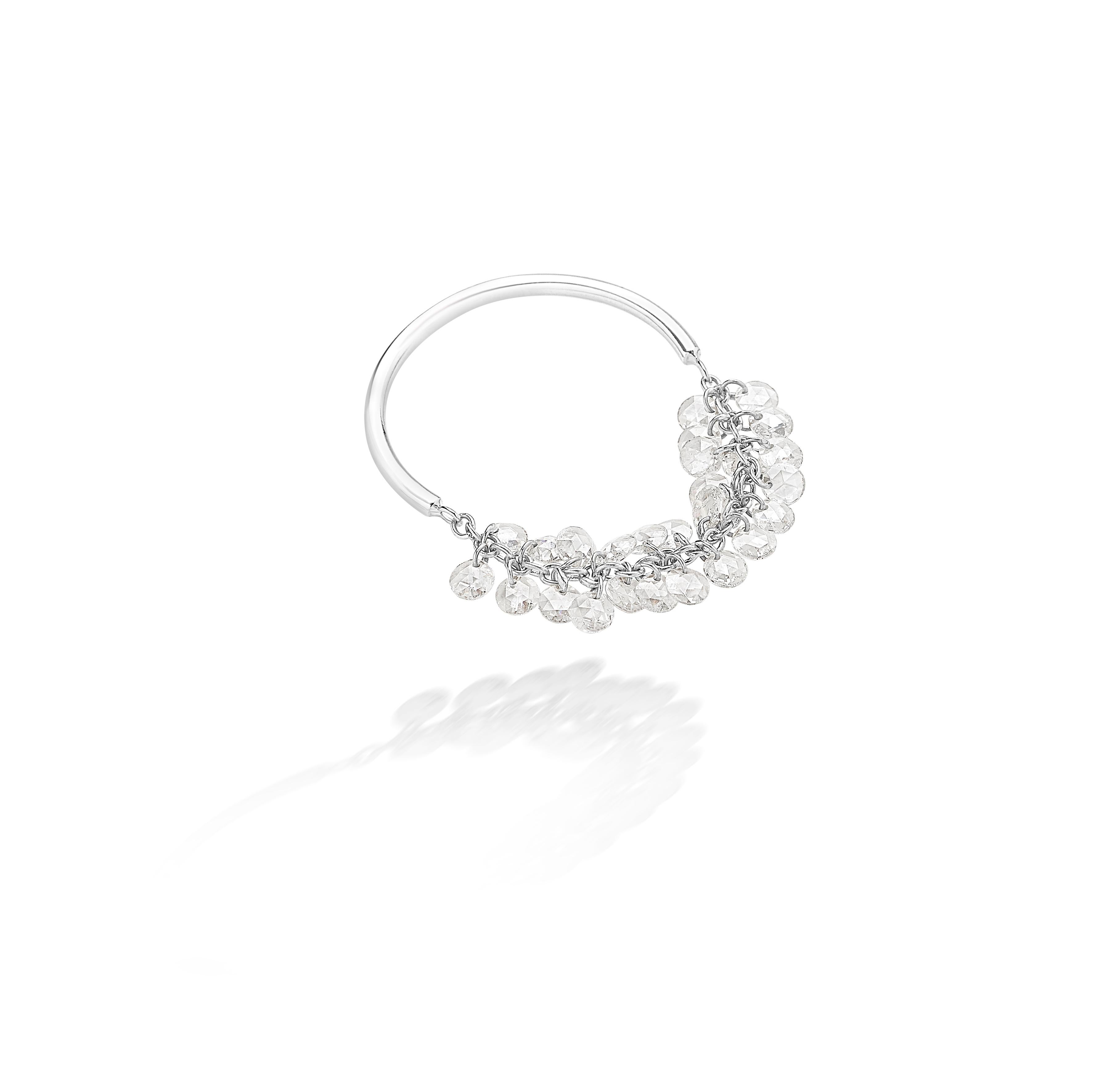 Rose Cut Anello Costellazione in oro bianco e diamanti taglio rosa in vendita