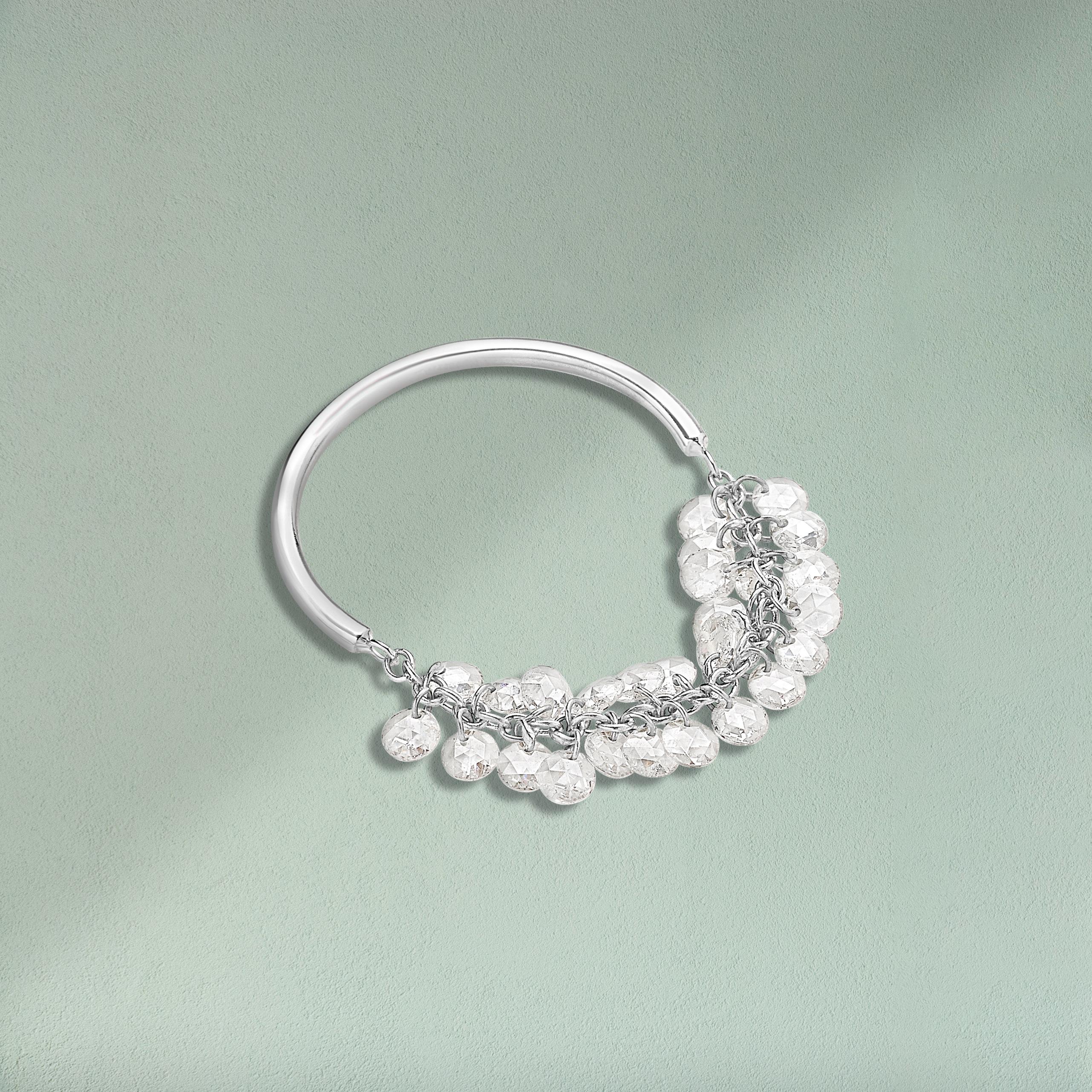 Anello Costellazione in oro bianco e diamanti taglio rosa In condizioni Nuovo in vendita a Milano, IT