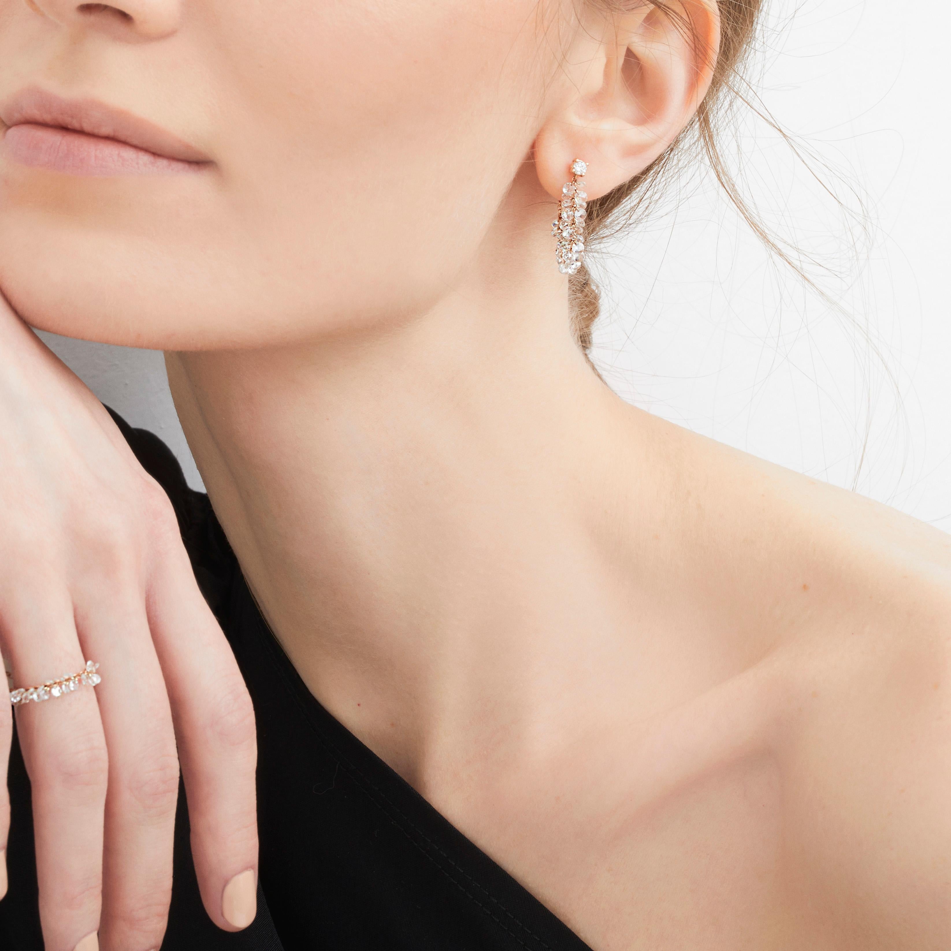 Contemporaneo Anello Costellazione in oro rosa e diamanti taglio rosa in vendita