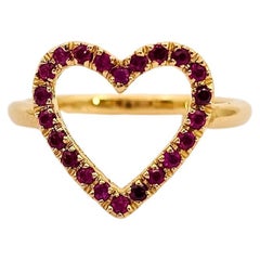 Heart Ring in 18Kt Yellow Gold and Rubies