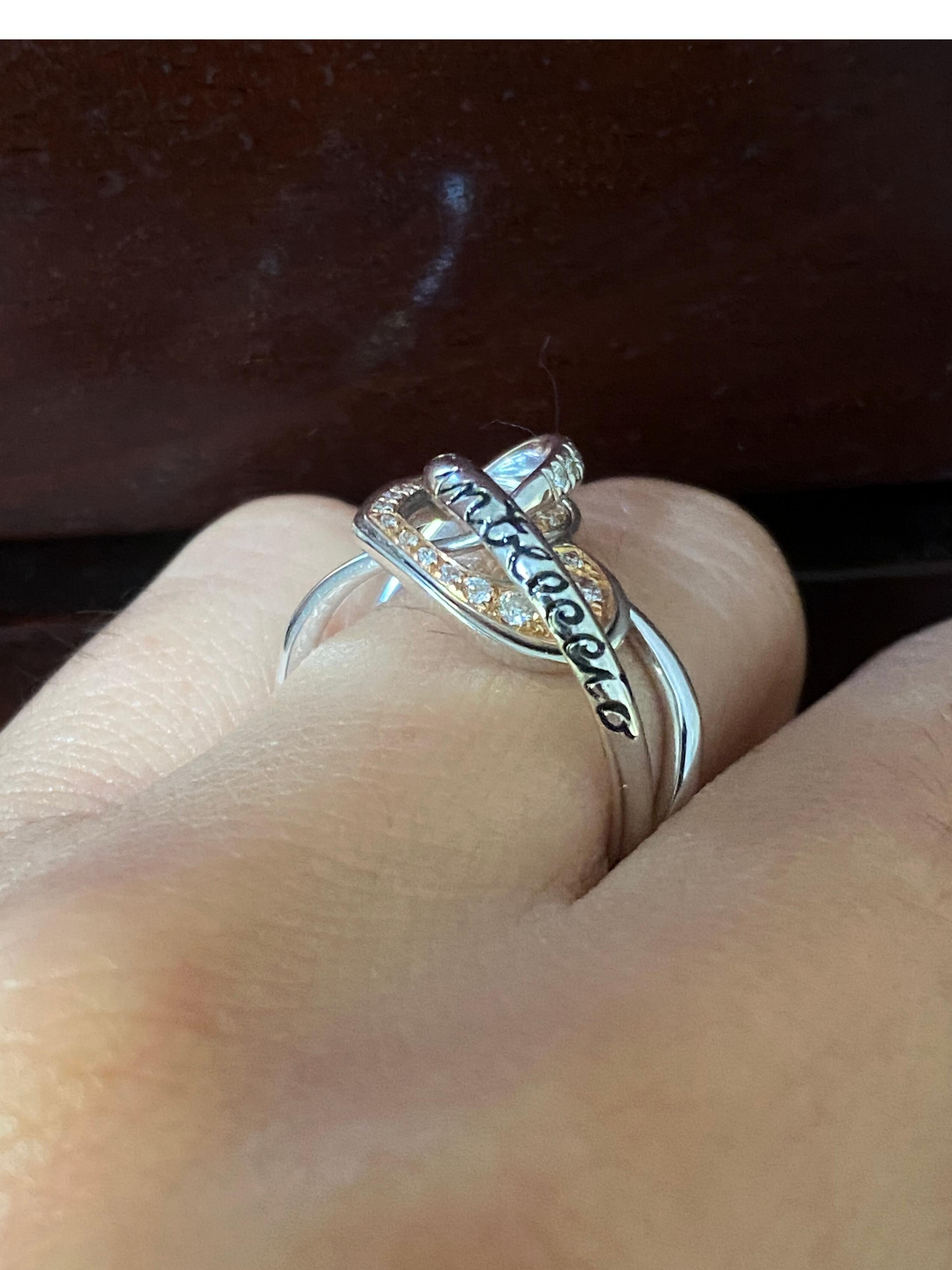 Heart Ring 18Kt Gold and White Diamonds For Sale 11