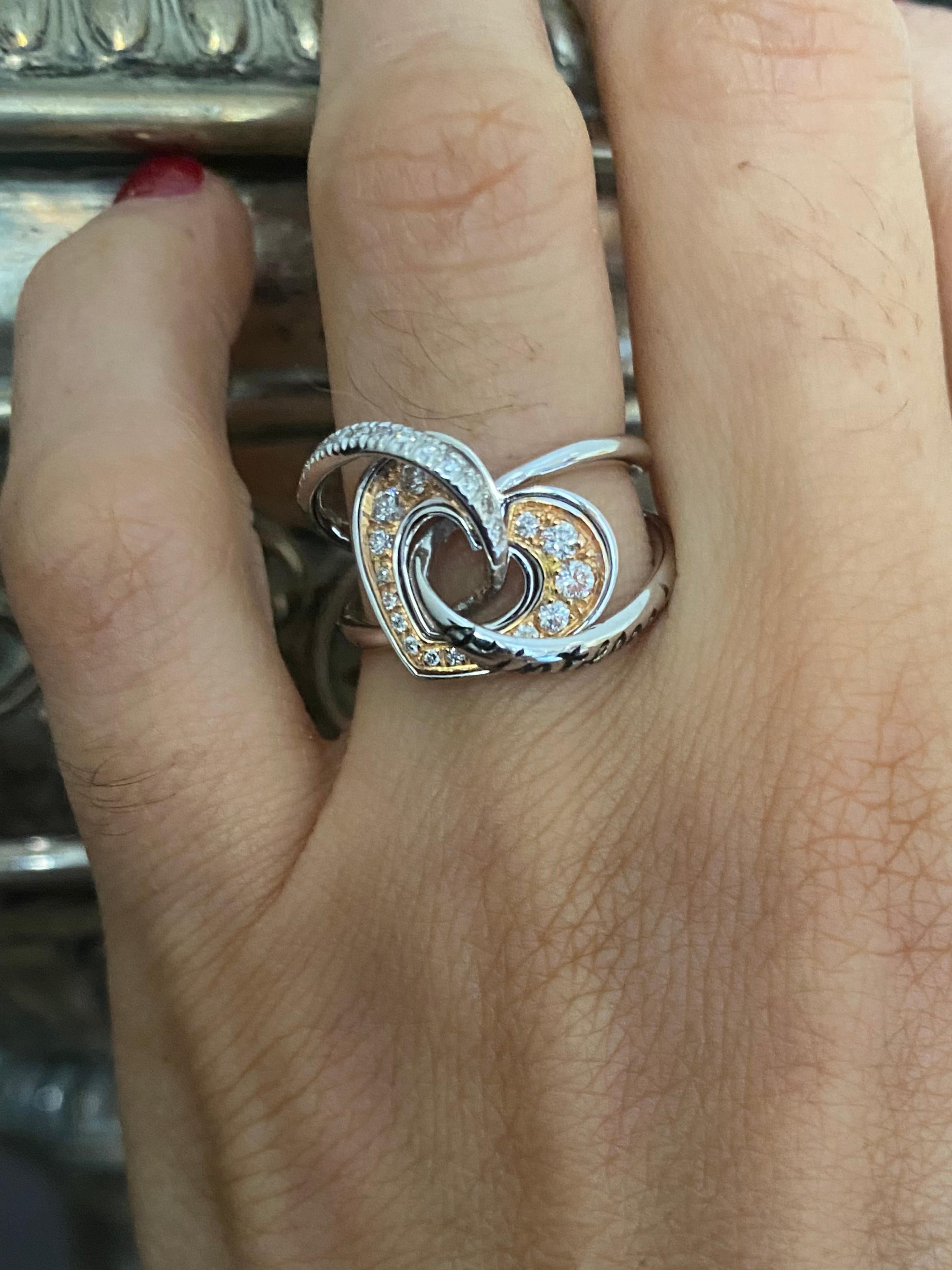 Heart Ring 18Kt Gold and White Diamonds For Sale 13